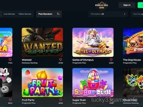Lucky33 App Screenshot - Slot Machine Selection